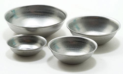 Dollhouse Miniature Aluminum Mixing Bowls, 4pc